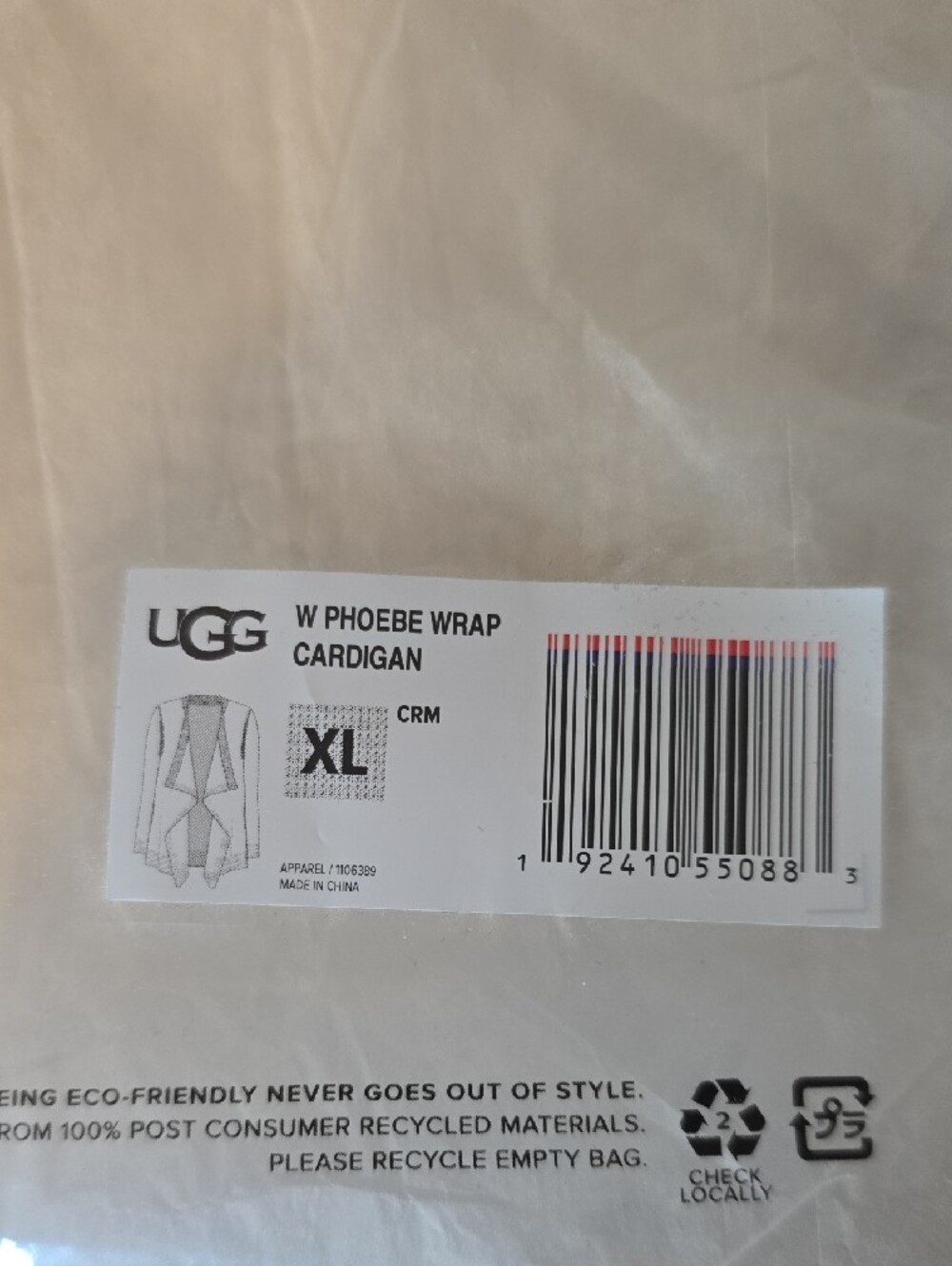 UGG Cream W Phoebe Wrap Cardigan Label - Picture 4 of 4